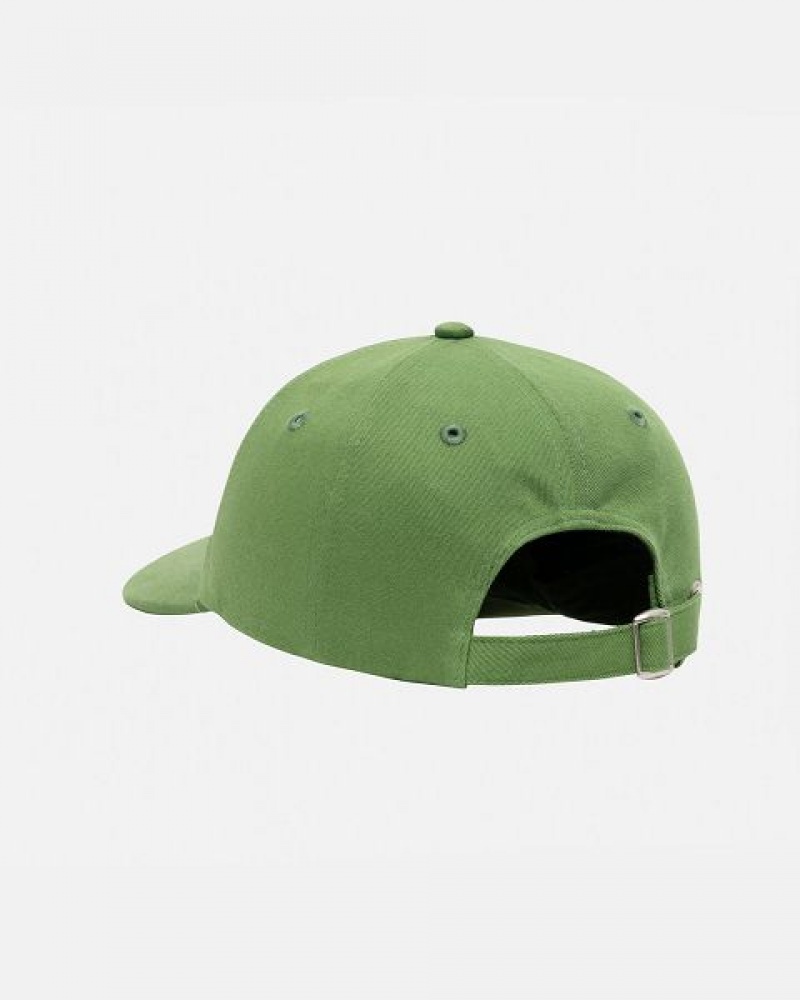 Green / White Stussy Low Pro Basic Stock Strapback Caps | 0631WOQRC