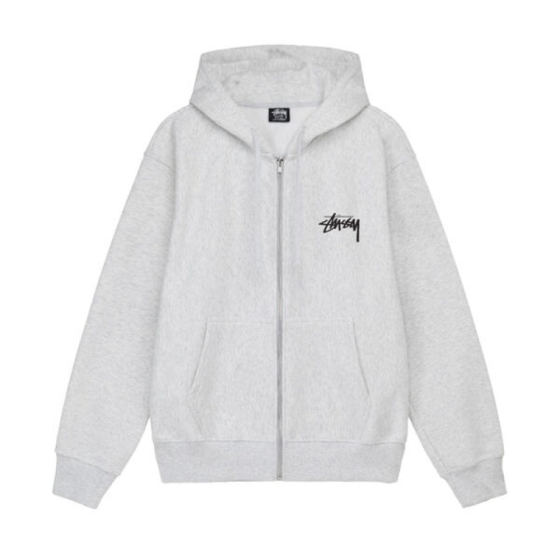 Grey Stussy Block Sport Zip Hoodie | 2086HOUMC