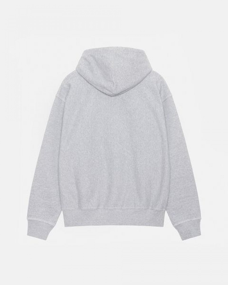 Grey Stussy Contrast Stitch Label Hoodie | 3729YQGUF