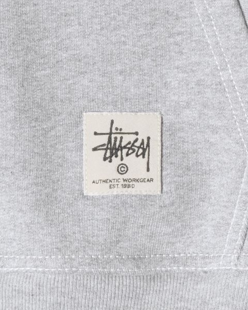 Grey Stussy Contrast Stitch Label Hoodie | 3729YQGUF