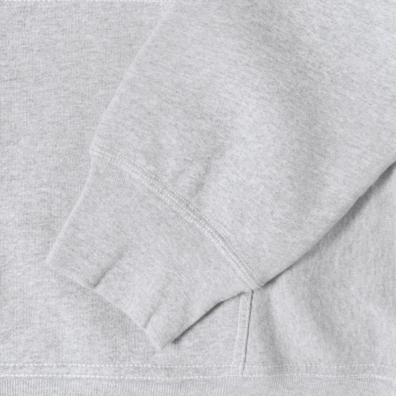 Grey Stussy Contrast Stitch Label Hoodie | 3729YQGUF