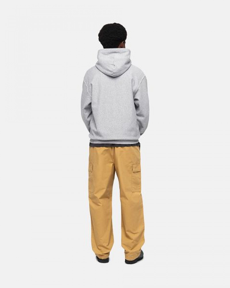 Grey Stussy Contrast Stitch Label Hoodie | 3729YQGUF