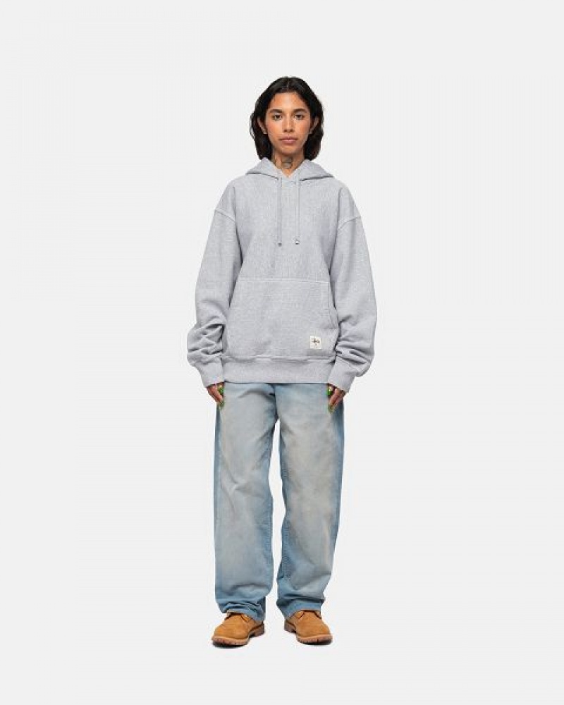 Grey Stussy Contrast Stitch Label Hoodie | 3729YQGUF