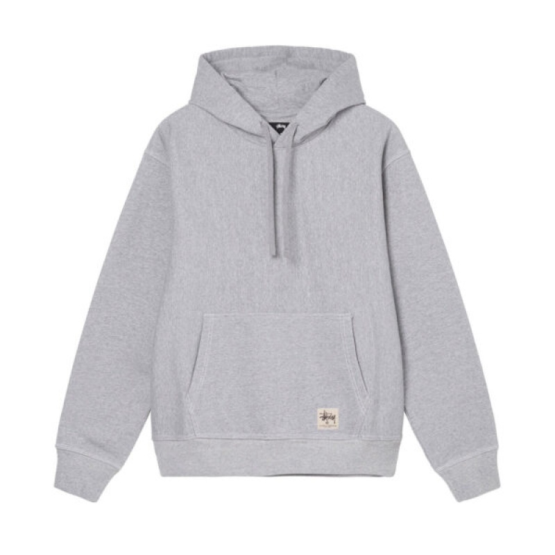 Grey Stussy Contrast Stitch Label Hoodie | 3906LTWAS