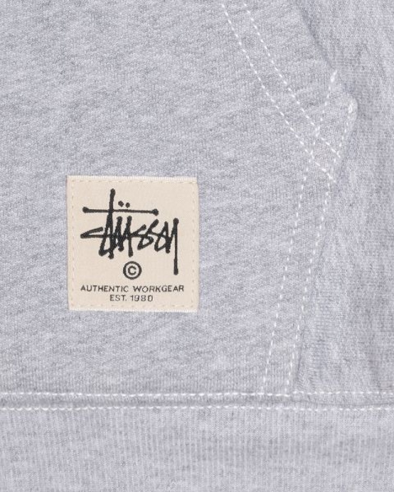 Grey Stussy Double Face Label Zip Hoodie | 7643YPVEK