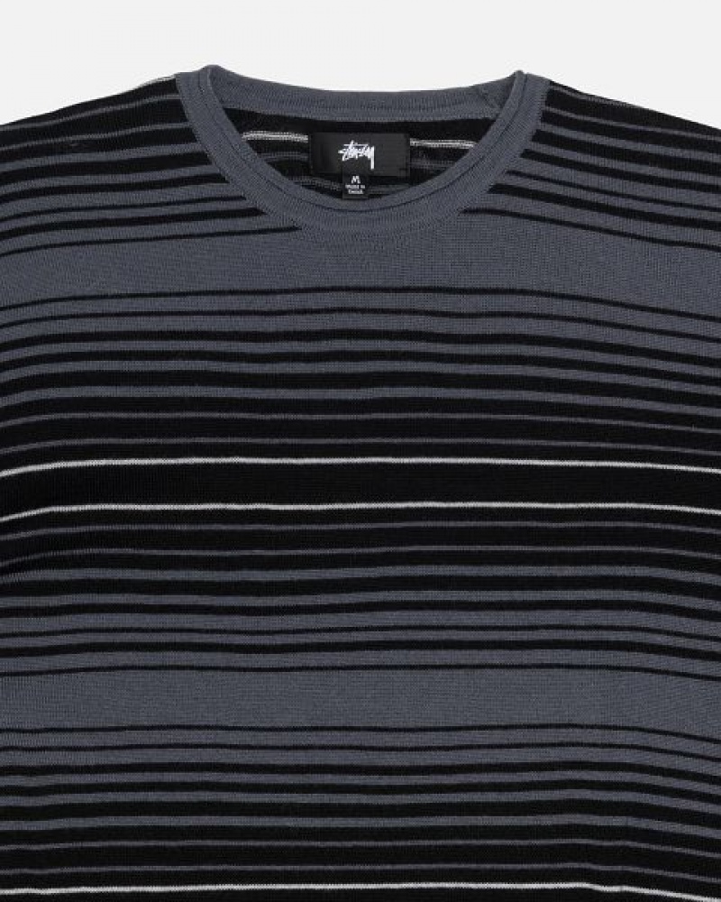 Grey Stussy Horizontal Stripe Sweaters | 2768XIJPE