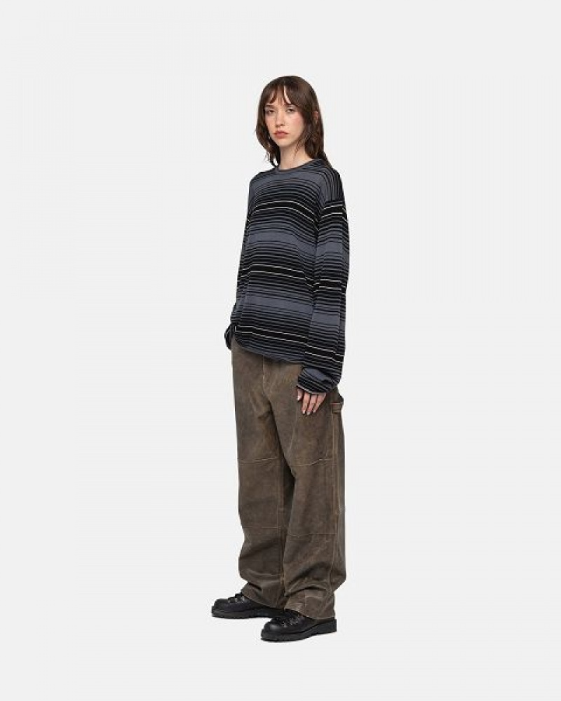 Grey Stussy Horizontal Stripe Sweaters | 2768XIJPE