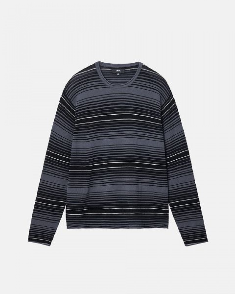 Grey Stussy Horizontal Stripe Sweaters | 2768XIJPE