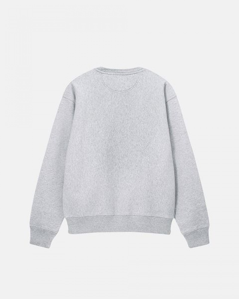 Grey Stussy Stock Logo Crew Sweatshirts | 0816OPUYM