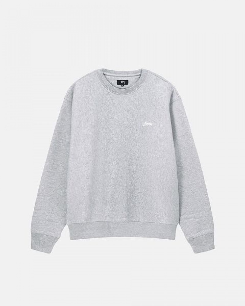 Grey Stussy Stock Logo Crew Sweatshirts | 0816OPUYM