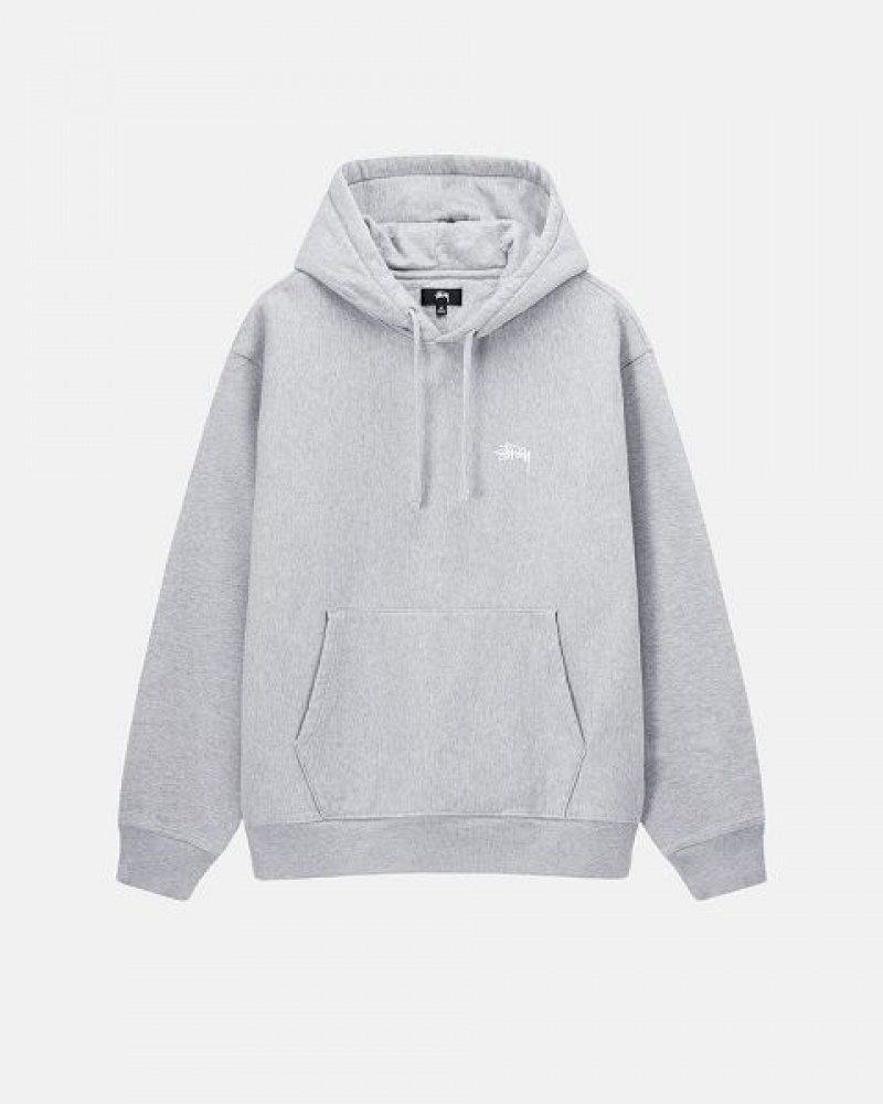 Grey Stussy Stock Logo Hoodie | 5780SZYRN