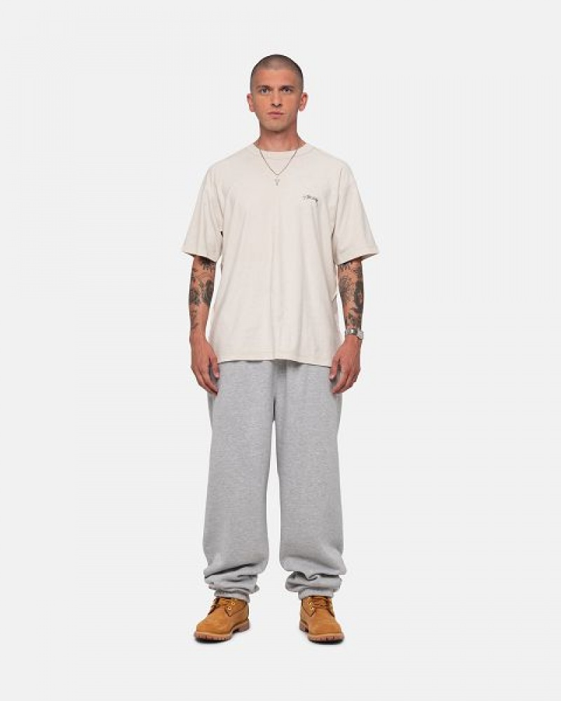 Grey Stussy Stock Logo Sweatpants | 6435LXDNJ