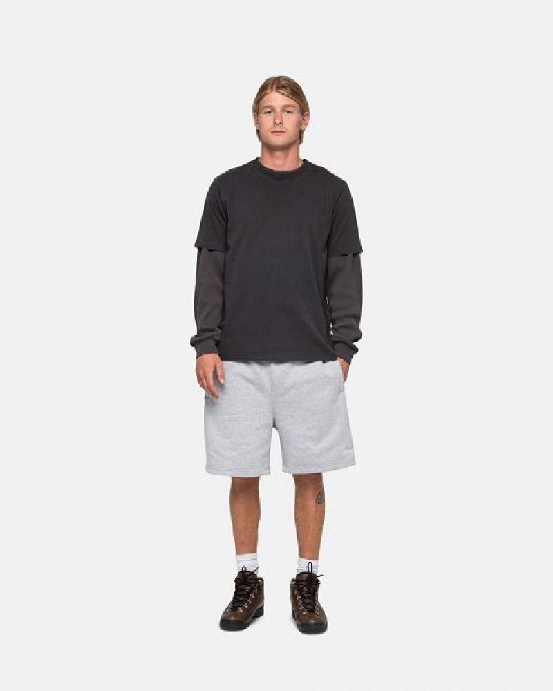 Grey Stussy Stock Logo Sweats Shorts | 3769TJFES