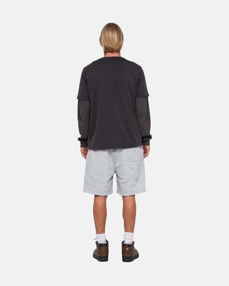 Grey Stussy Stock Logo Sweats Shorts | 3769TJFES