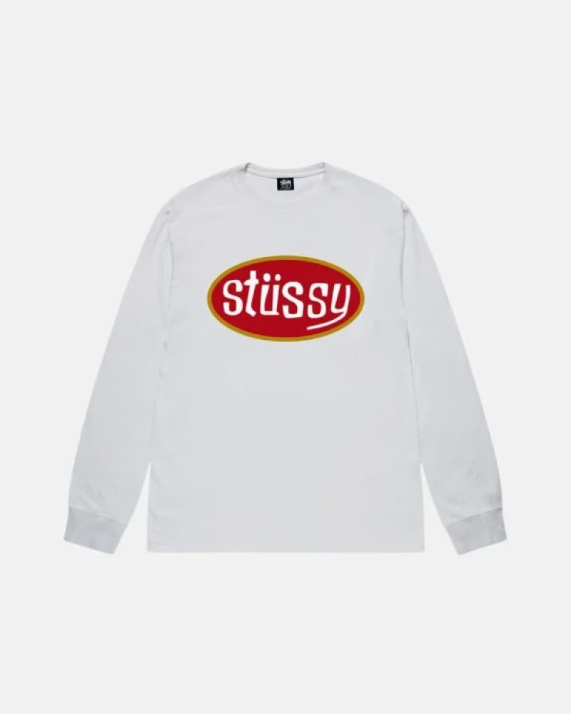 Grey / Red / White Stussy Pitstop Ls Sweatshirts | 0397UEJLW