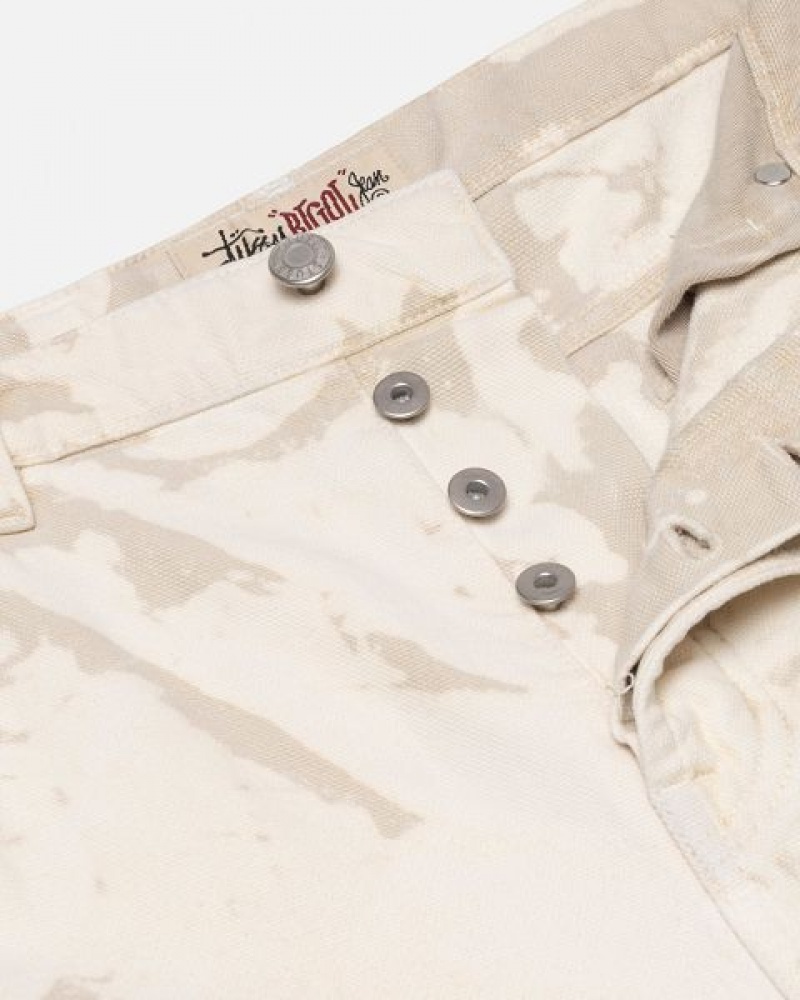 Khaki Stussy Big Ol' Distressed Canvas Jeans | 6413UMPKD