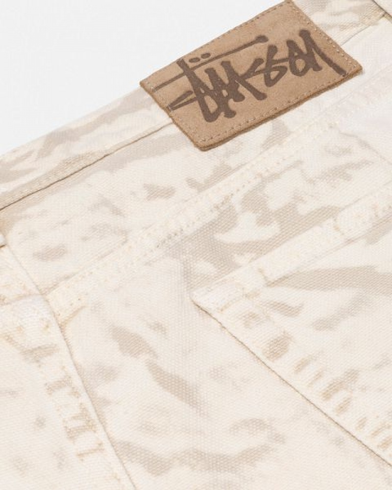 Khaki Stussy Big Ol' Distressed Canvas Jeans | 6413UMPKD