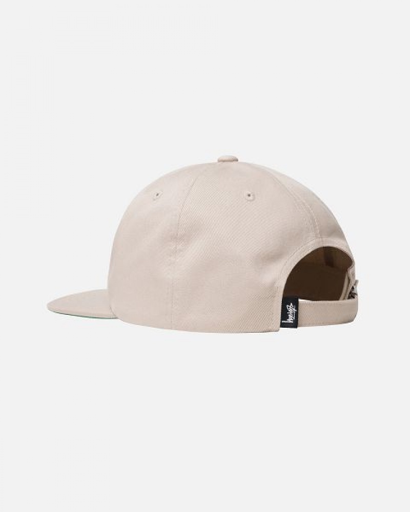 Khaki Stussy Mid-depth Stu Arch Strapback Caps | 9075PTWCA