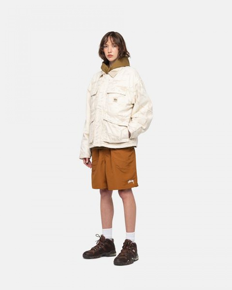 Khaki Stussy Water Stock Shorts | 7650FUHIM