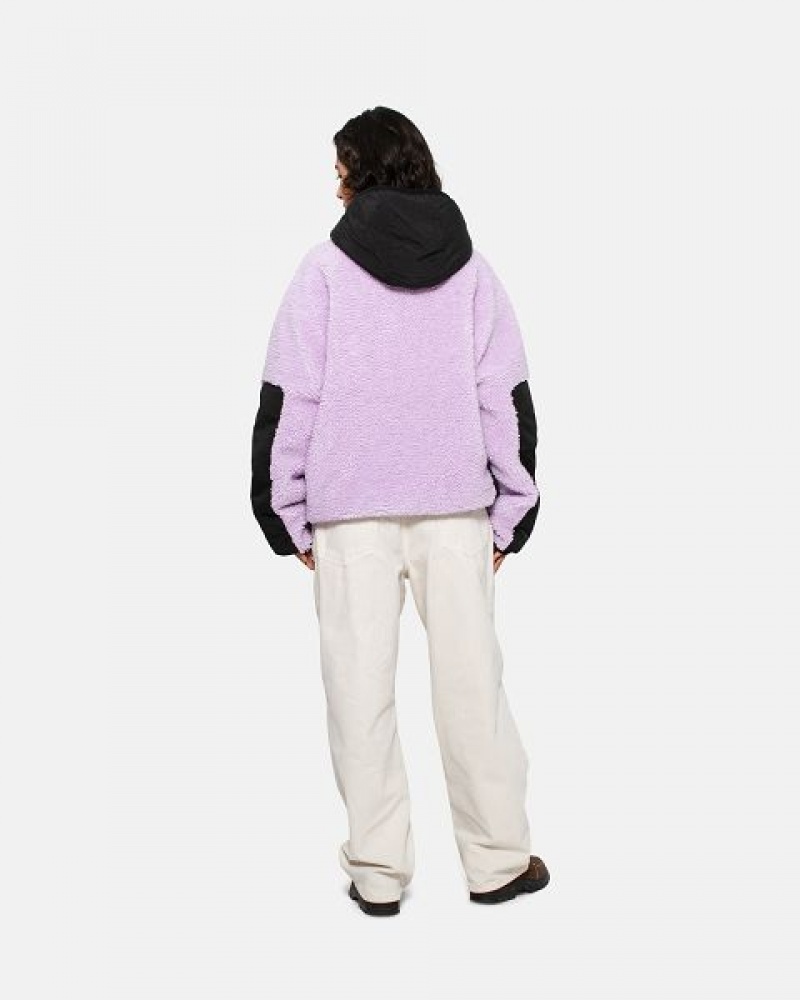 Lavender Stussy Sherpa Paneled Hooded Jackets | 1742ZYAFK