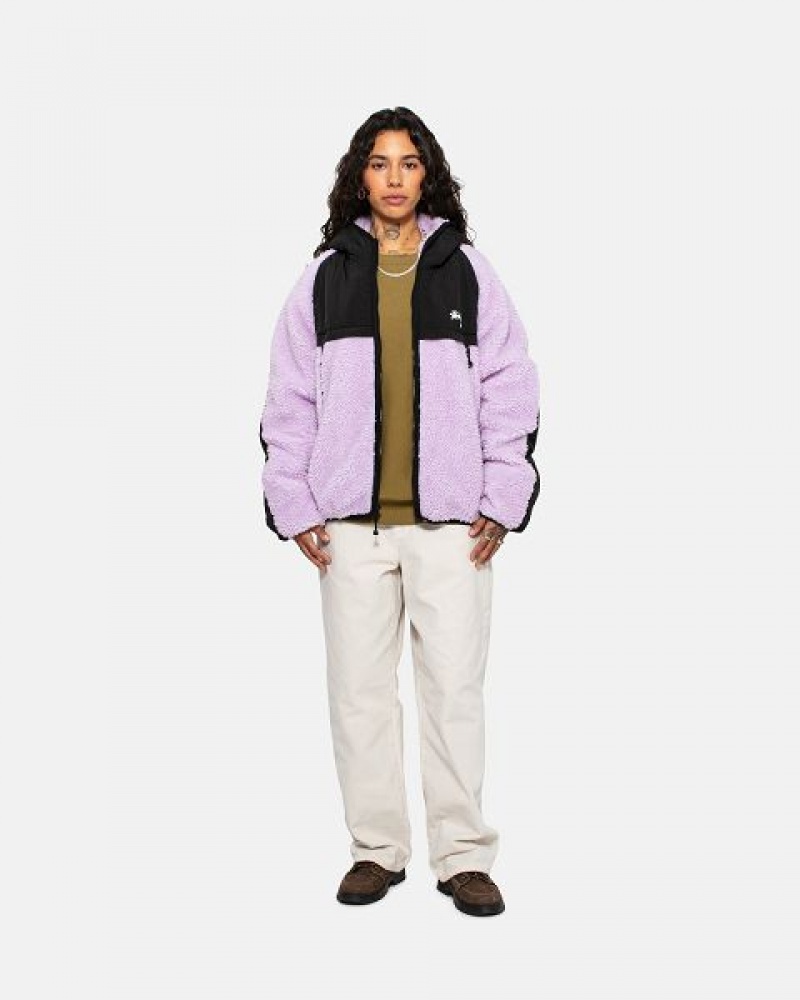 Lavender Stussy Sherpa Paneled Hooded Jackets | 1742ZYAFK