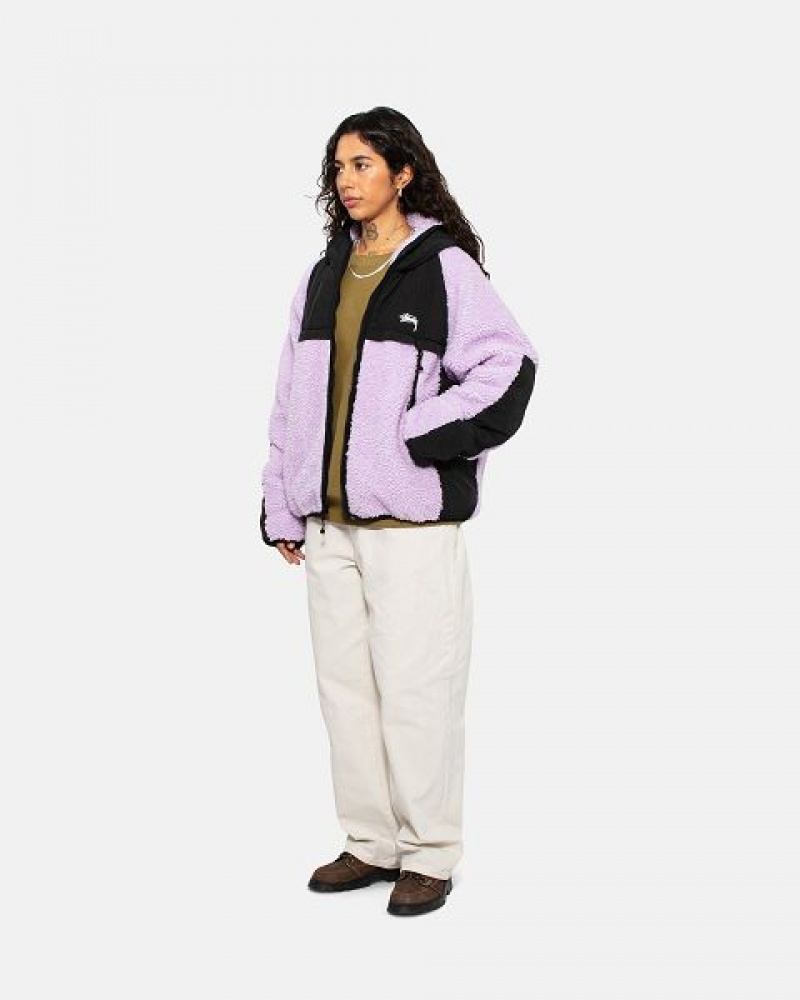 Lavender Stussy Sherpa Paneled Hooded Jackets | 1742ZYAFK