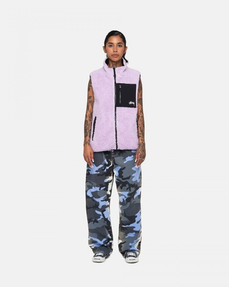 Lavender Stussy Sherpa Reversible Vest | 5326QHJZU