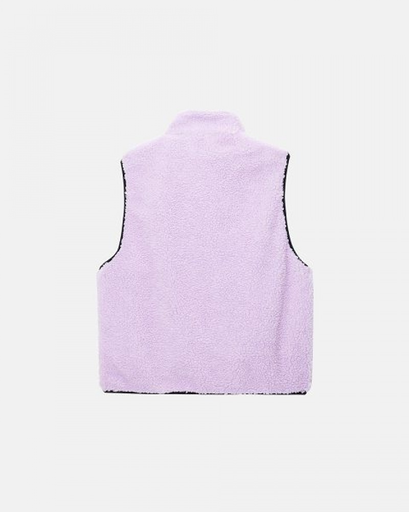 Lavender Stussy Sherpa Reversible Vest | 5326QHJZU