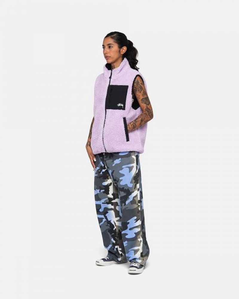 Lavender Stussy Sherpa Reversible Vest | 5326QHJZU