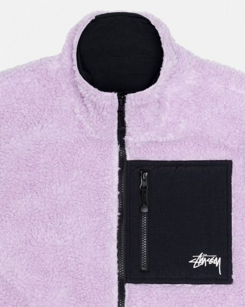 Lavender Stussy Sherpa Reversible Vest | 5326QHJZU