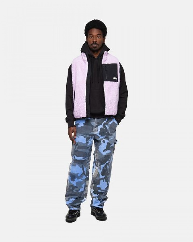 Lavender Stussy Sherpa Reversible Vest | 5326QHJZU