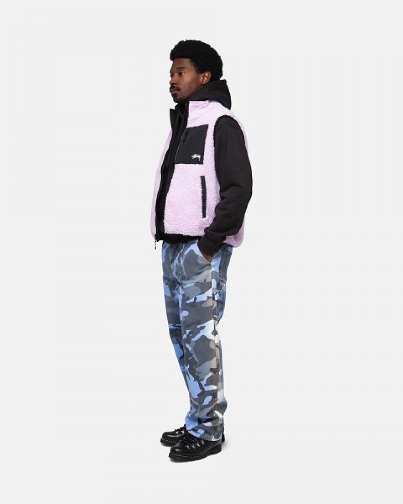 Lavender Stussy Sherpa Reversible Vest | 5326QHJZU