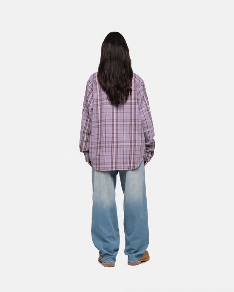 Lavender Stussy Stones Plaid Shirts | 2185QAXOH