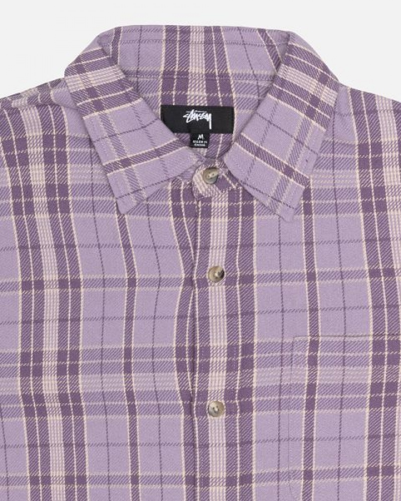 Lavender Stussy Stones Plaid Shirts | 2185QAXOH