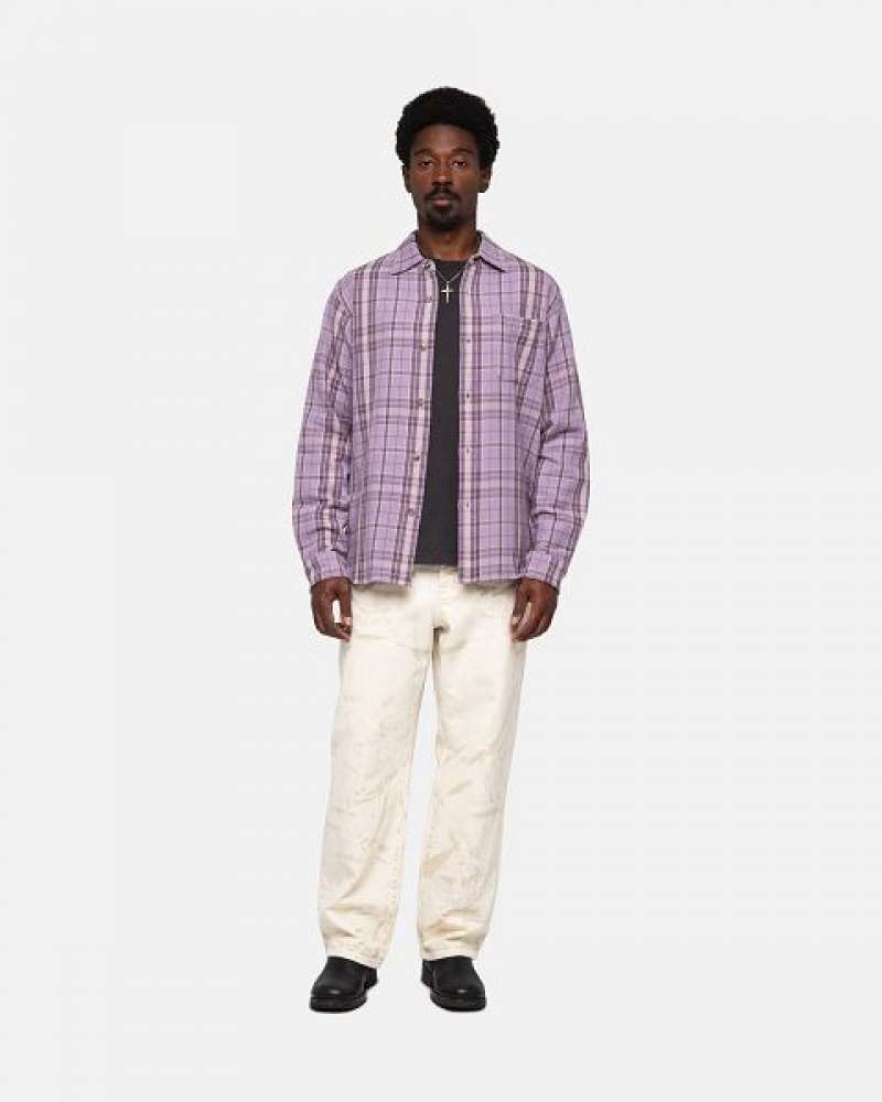 Lavender Stussy Stones Plaid Shirts | 2185QAXOH