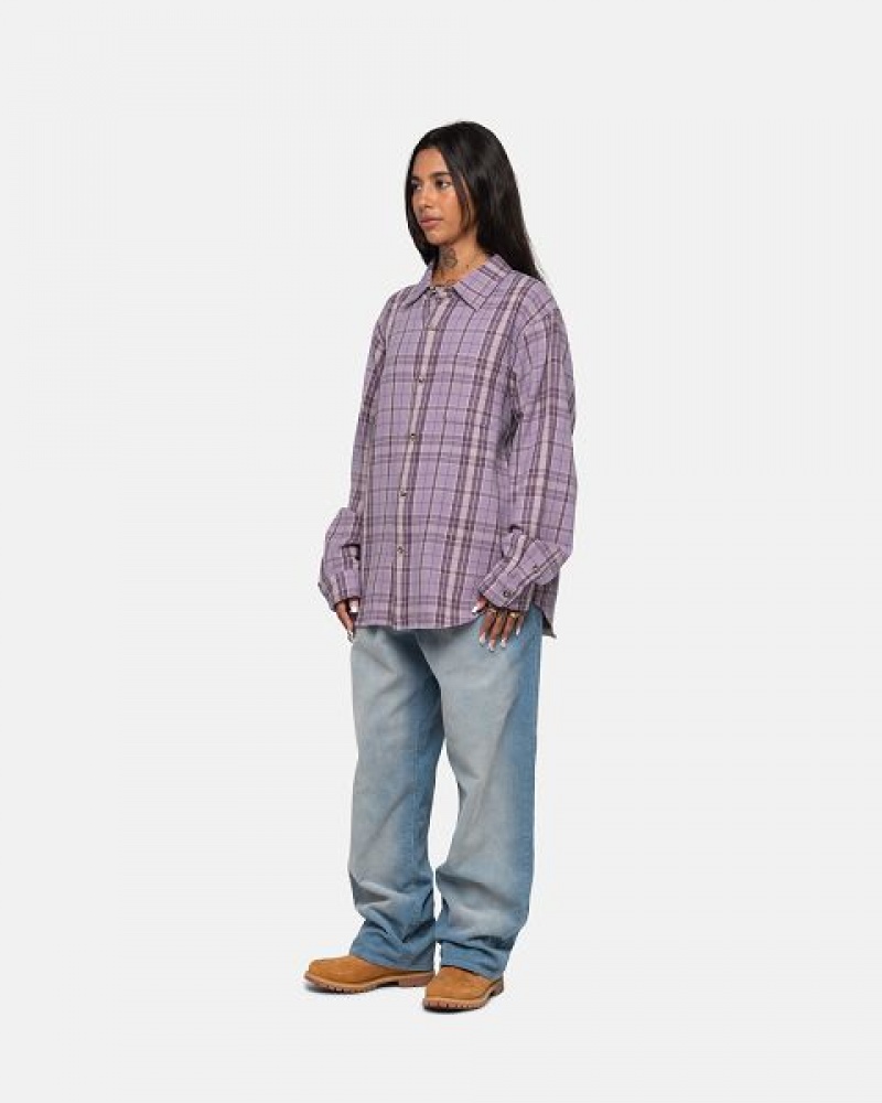 Lavender Stussy Stones Plaid Shirts | 2185QAXOH