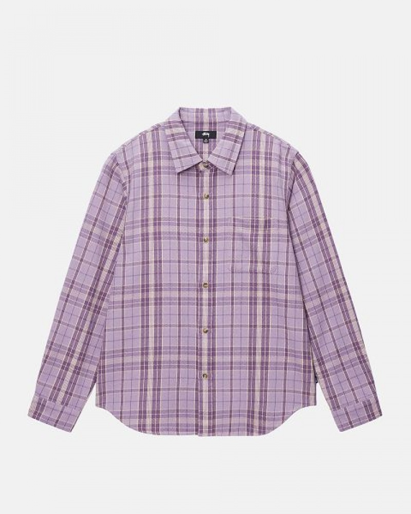 Lavender Stussy Stones Plaid Shirts | 2185QAXOH