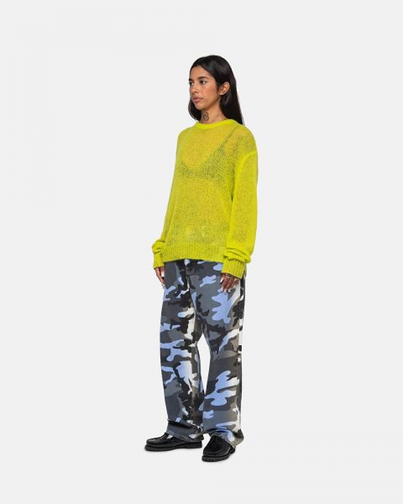 Light Green Stussy S Loose Knit Sweaters | 2097IQATG