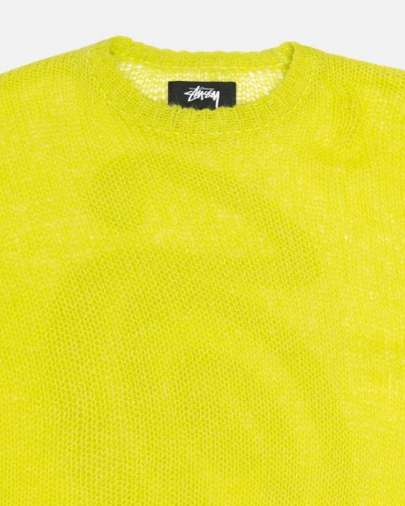 Light Green Stussy S Loose Knit Sweaters | 2097IQATG