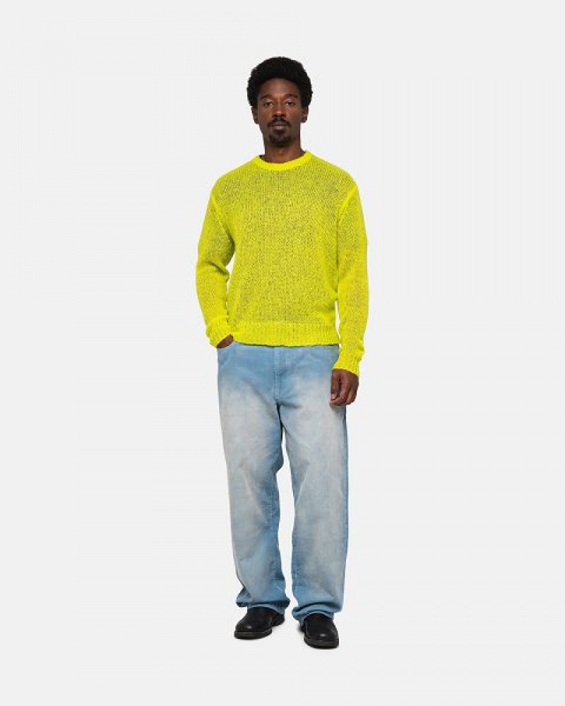 Light Green Stussy S Loose Knit Sweaters | 2097IQATG