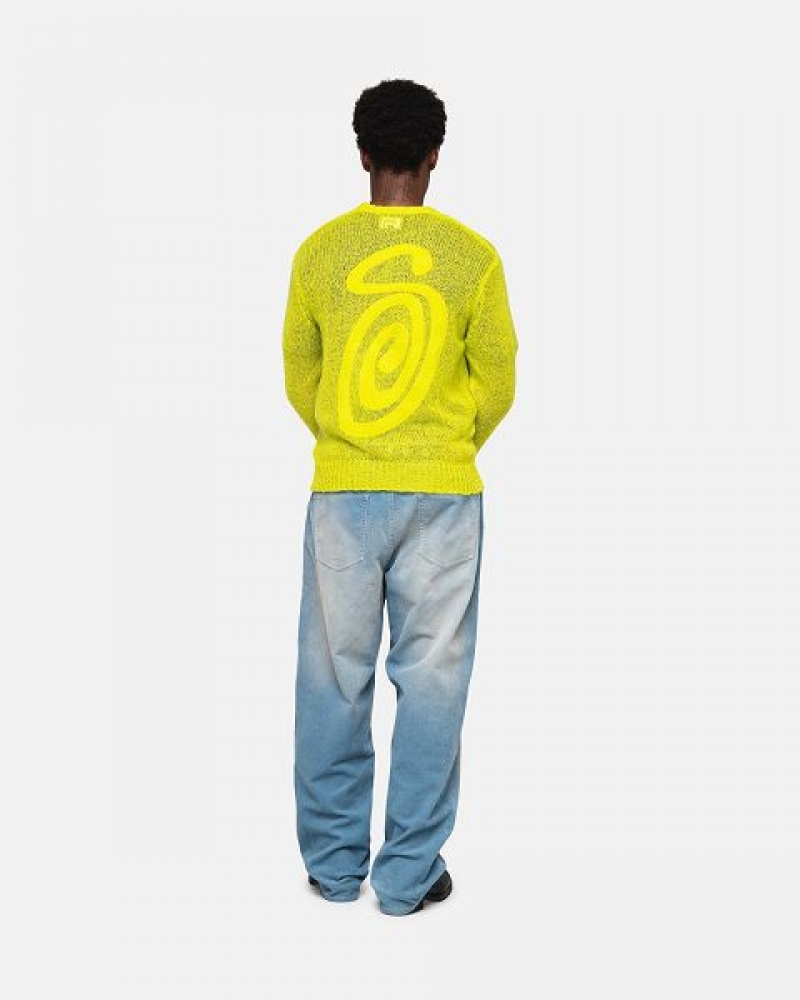 Light Green Stussy S Loose Knit Sweaters | 2097IQATG