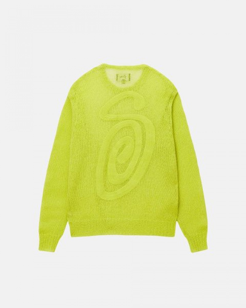 Light Green Stussy S Loose Knit Sweaters | 2097IQATG