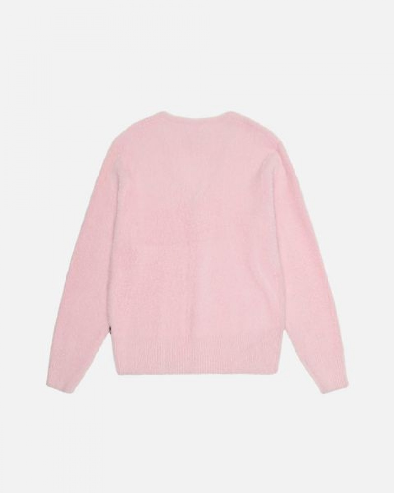 Light Pink Stussy Shaggy Cardigan | 1268WHZXV