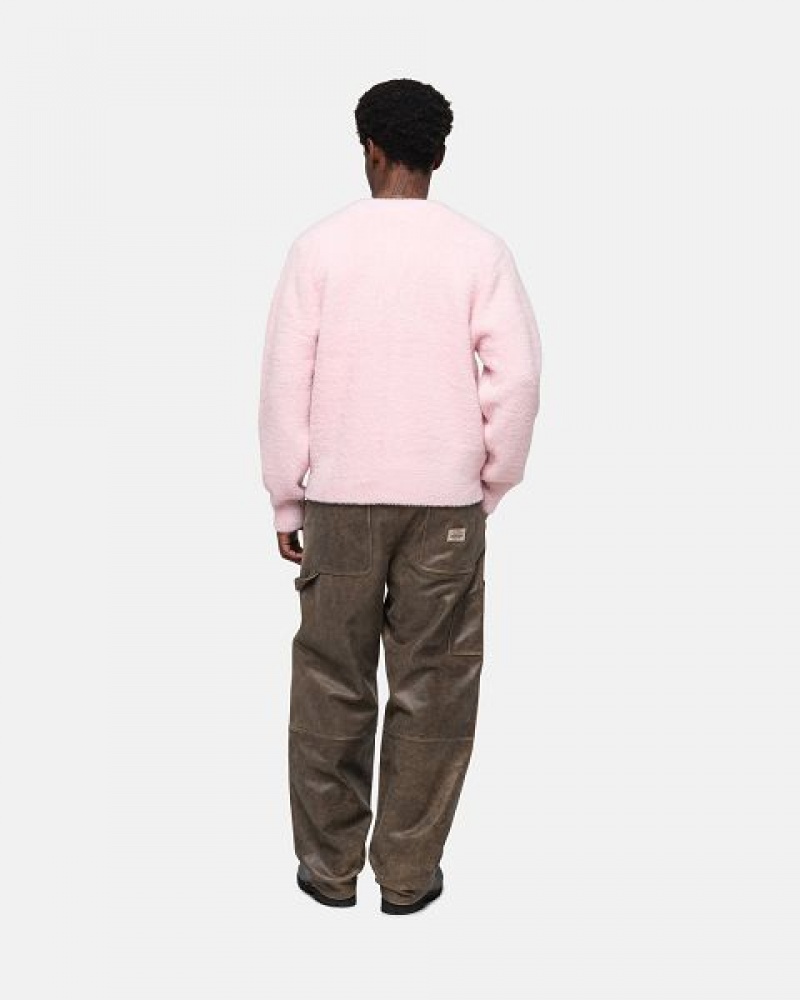 Light Pink Stussy Shaggy Cardigan | 1268WHZXV