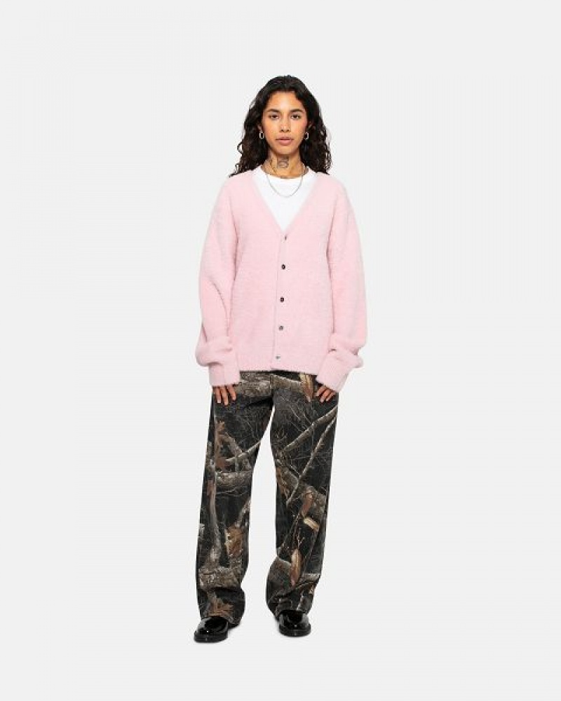 Light Pink Stussy Shaggy Cardigan | 1268WHZXV