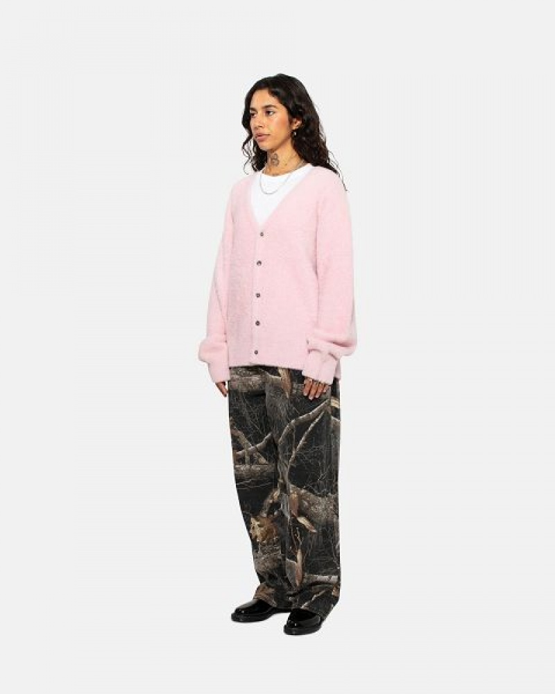 Light Pink Stussy Shaggy Cardigan | 1268WHZXV