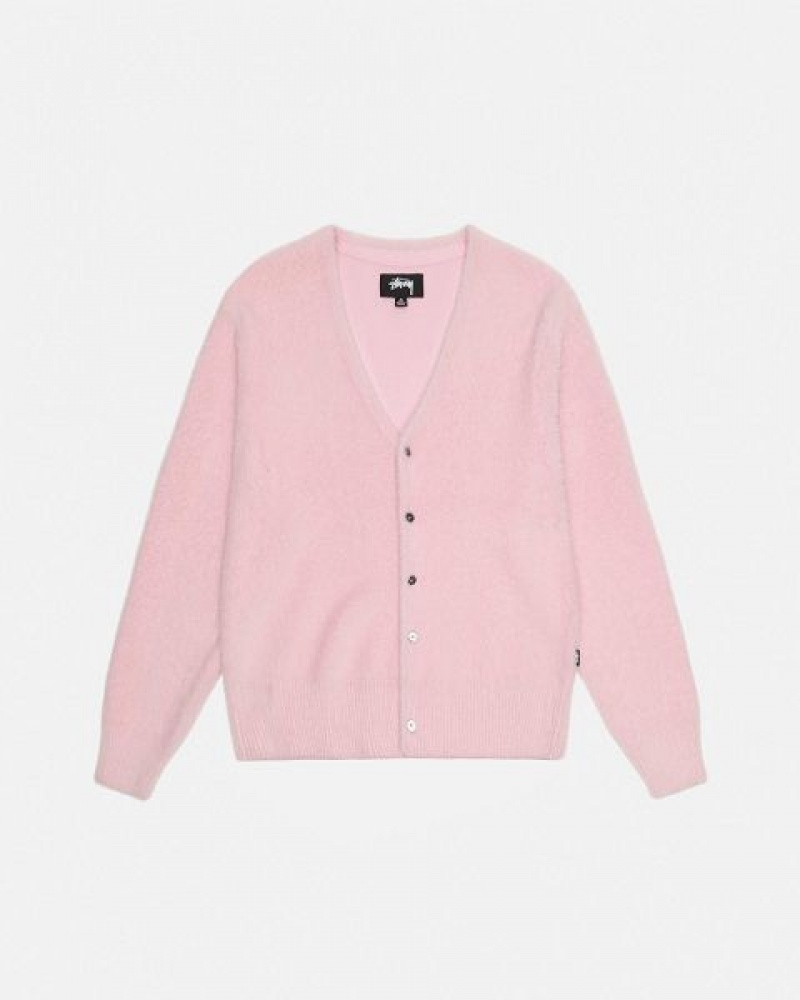 Light Pink Stussy Shaggy Cardigan | 1268WHZXV