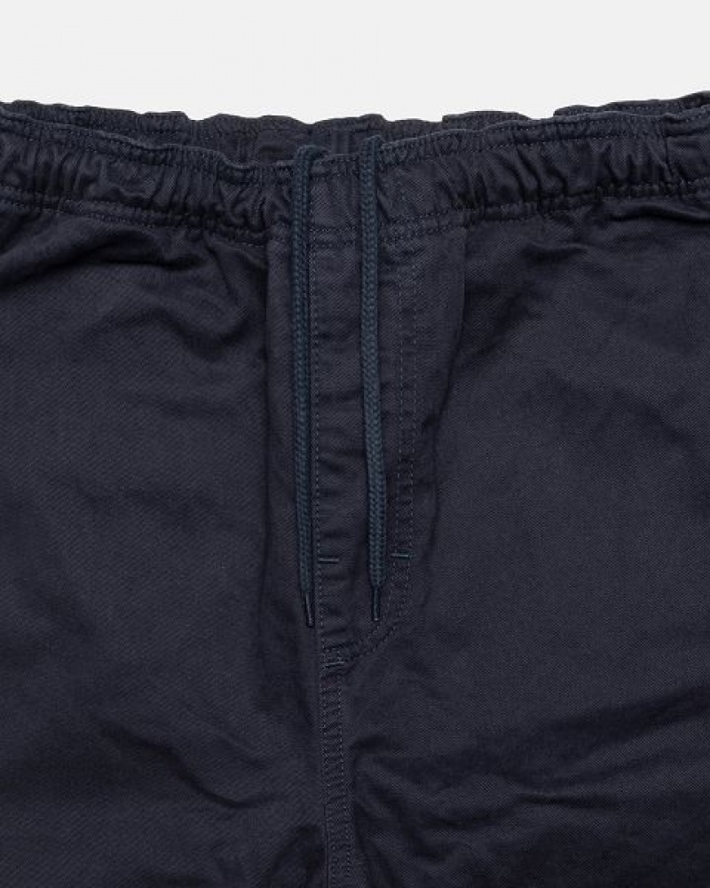 Navy Stussy Beach Brushed Cotton Pants | 2956KIWQZ