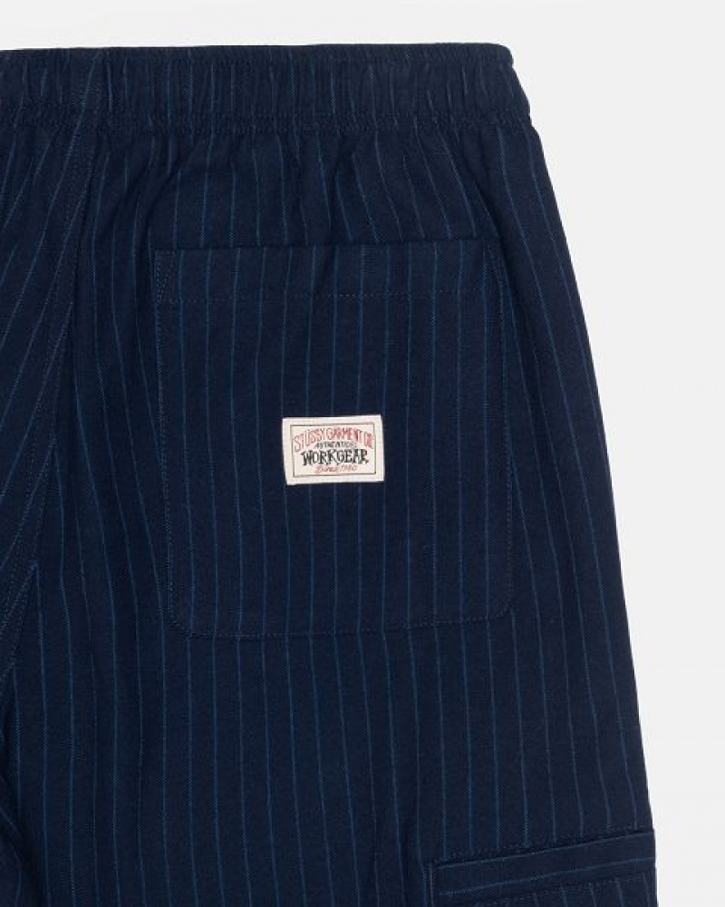 Navy Stussy Beach Wool Stripe Pants | 7639GUKLP