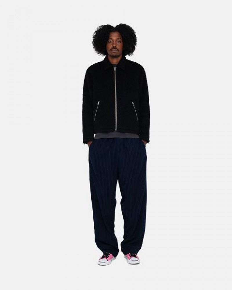 Navy Stussy Beach Wool Stripe Pants | 7639GUKLP